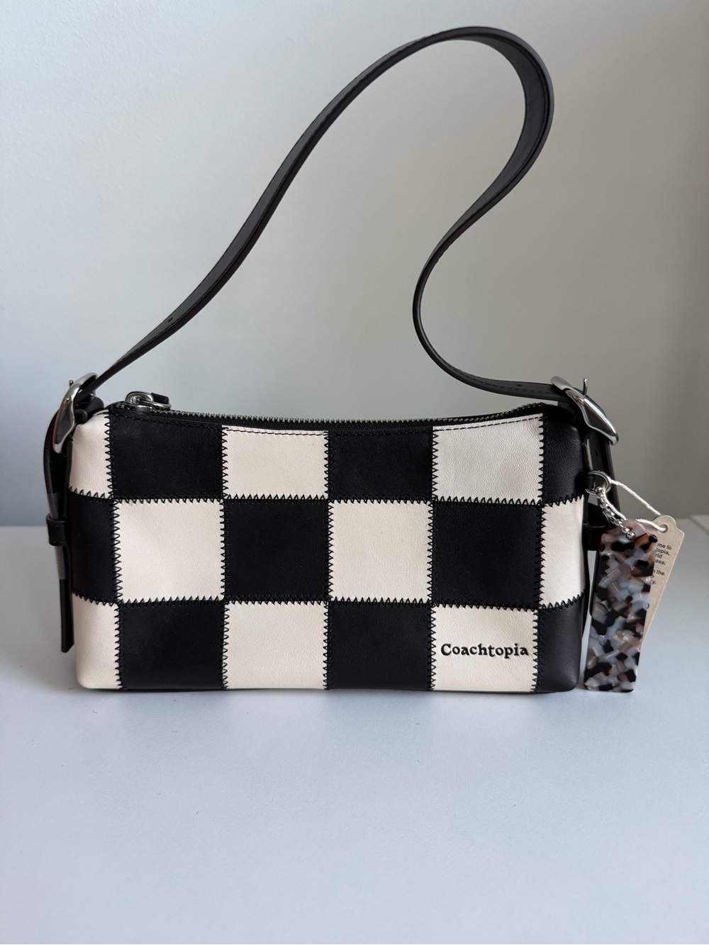 Coachtopia Black & White Checker Shoulder Bag